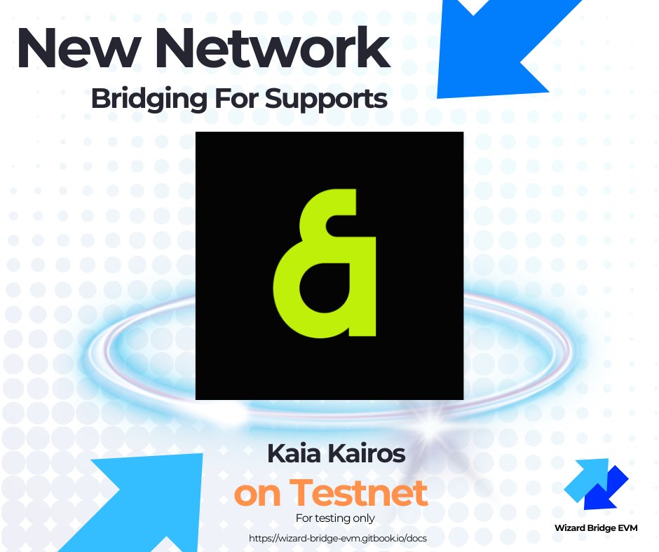 wizardbridgeevm's tweet photo. New Network For Supports! @KaiaChain
.
- Kaia (on Testnet / Kairos
*For testing only*
.
#Kaia #Chain #KaiaChain #Line #WizardBridgeEVM https://t.co/WXCxBAmj83