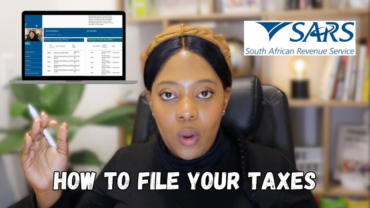 nokuhle_chamoto's tweet image. Happy Friday 🥳🥳🥳 !!

👀 take this long weekend as a chance to file your taxes. 

Here’s a tutorial on ‘How To File Your Taxes’ on the SARS efiling portal.

Please RT for your TL besties 🕺🏾

Link 🔗 youtu.be/p0RsKsiJyAc