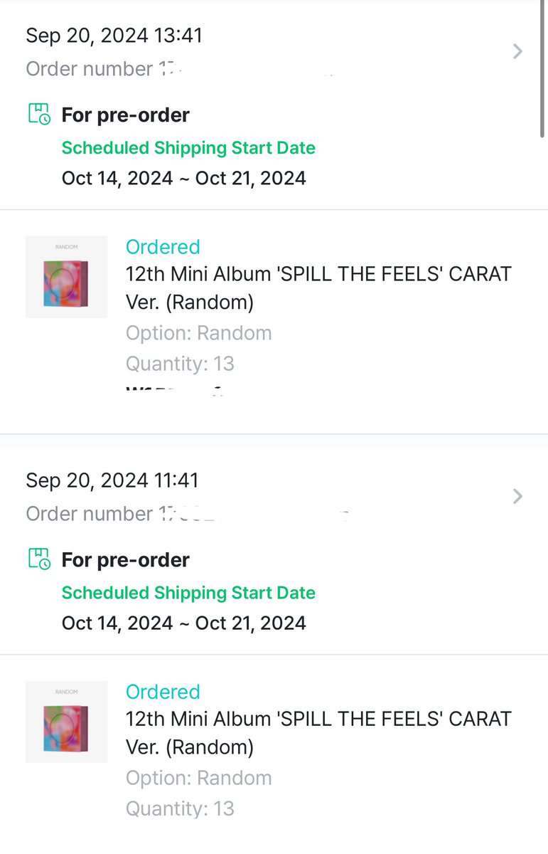 everywon_syj's tweet photo. ♡ SEVENTEEN 12th mini album ‘SPILL THE FEELS’ Carat Ver.
✅ กดของเรียบร้อยแล้วนะคะ เว็บแจ้งเริ่มจัดส่งวันที่ 14/10 - 21/10
หากมีอัพเดทอะไรเพิ่มเติม ขออนุญาตใช้เทรดนี้ในการอัพเดทนะคะ ☺️
#everywonupdate https://t.co/AxTB25vJgH