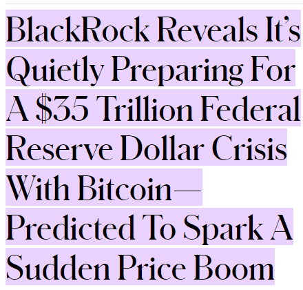NeelMacro's tweet photo. #OMG: IF IT IS TRUE, THAN CAN YOU IMAGINE HOW BIG IT IS.

"The growing concerns in the U.S. and abroad over the state of U.S. federal deficits and debt has increased the appeal of potential alternative reserve assets as a potential hedge against possible future events affecting the U.S. dollar," BlackRock's exchange-traded fund (ETF) chief investment officer, its head of crypto and its head of fixed income global macro wrote in a paper outlining the investment case for #bitcoin.

SOURCE: FORBES