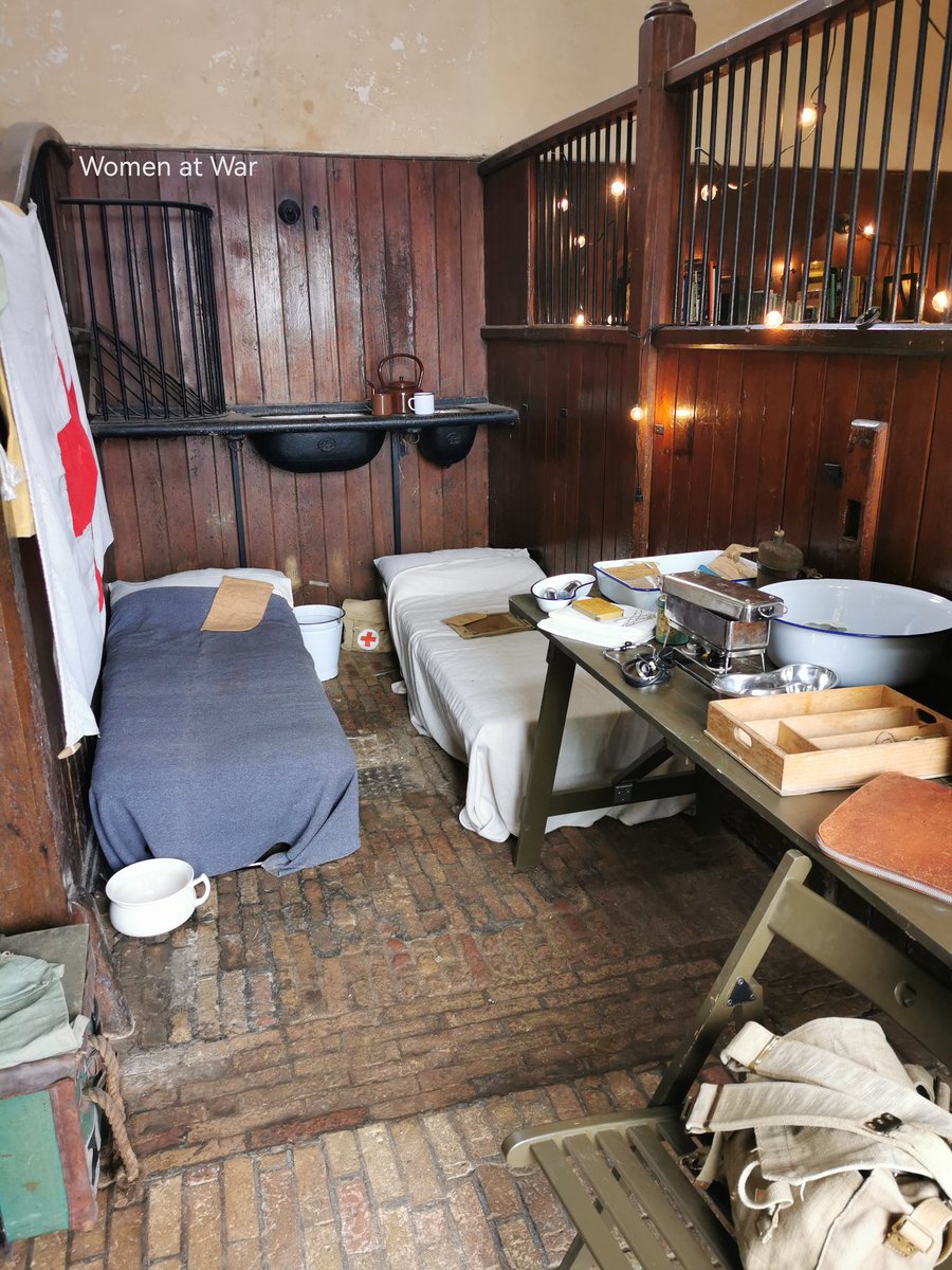 WomenAtWar2's tweet photo. Our our Casualty Clearing Station #livinghistory display, portraying Holland autumn 1944 #OperationMarketGarden at @EHAudleyEnd.event in May. With thanks to Katie, between us we portrayed #QAIMNS #ArmyNurses at the school house in #Nijmegen.
#Arnhem80 #Nijmegen80 #MarketGarden80 https://t.co/vZwaZ723Lr