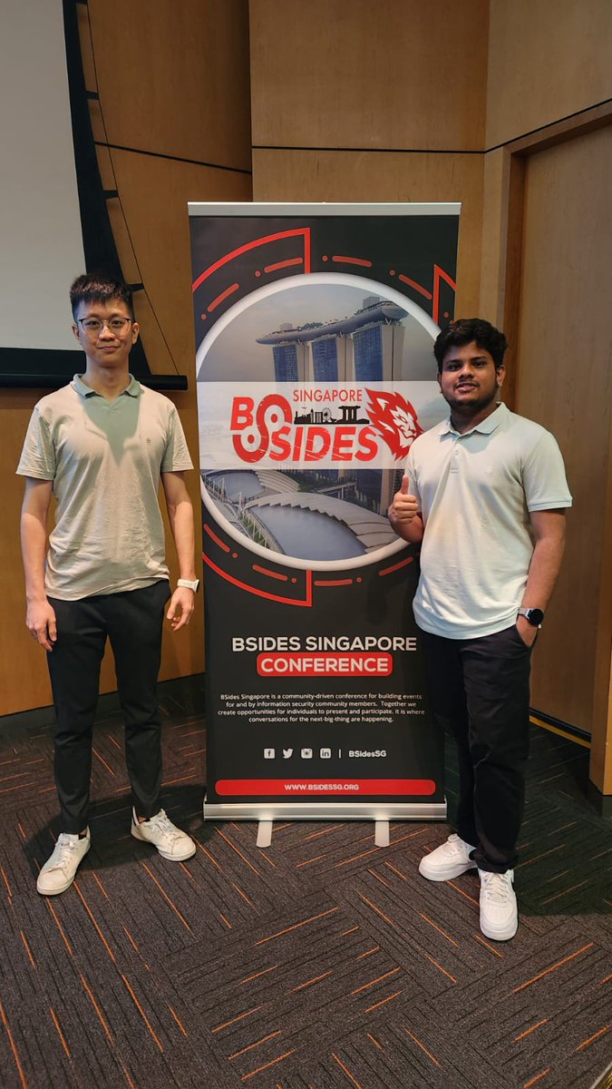 📸: Govind &amp; Si Wei representing SquareX at <a href="/BSidesSG/">BSides Singapore</a>! It was an eventful morning as Team SquareX engaged with Singapore's #cybersecurity community, attended talks and made new connections.

If you haven't yet, get your copy of Hackers comics and limited edition stickers today!