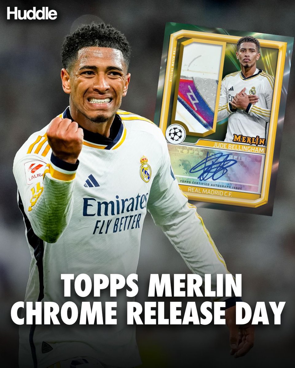 thehuddlefc's tweet photo. Topps Merlin Chrome 23/24 Release day! 

Expected to drop later today on the Topps website!
Who are you chasing in this set? 👀

#Football #futbol #footballcards #soccer #thehobby #topps #merlin https://t.co/G1kfp1Qe56