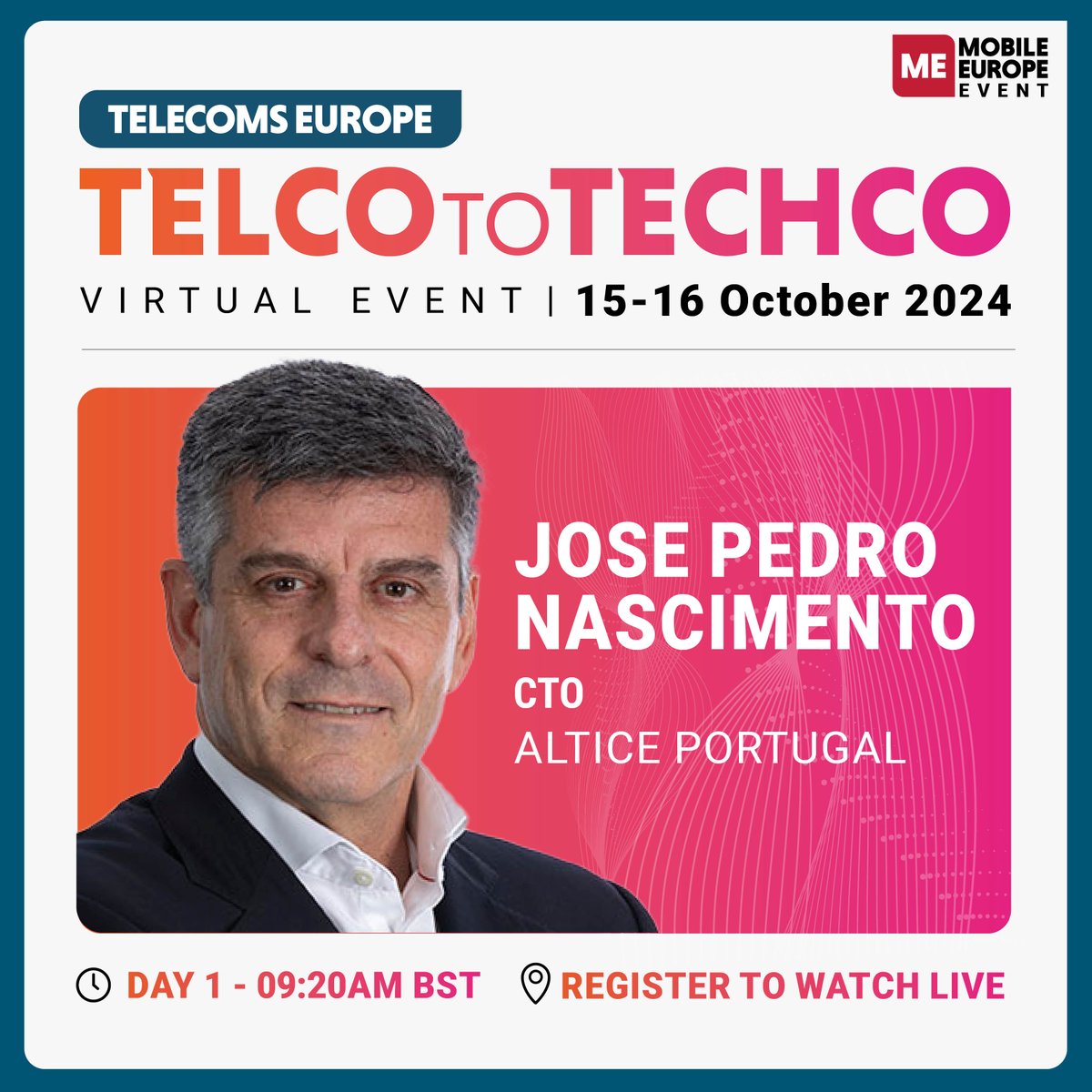 mobileeurope's tweet image. 📢 We&apos;re thrilled to let you know that José Pedro Nascimento, CTO at @altice_portugal will join the opening panel at TechoToTecho

#Network #APIs are bringing new opportunities.

Fin out who else will be in the conversation 👉 ow.ly/Ojp950TpOnT