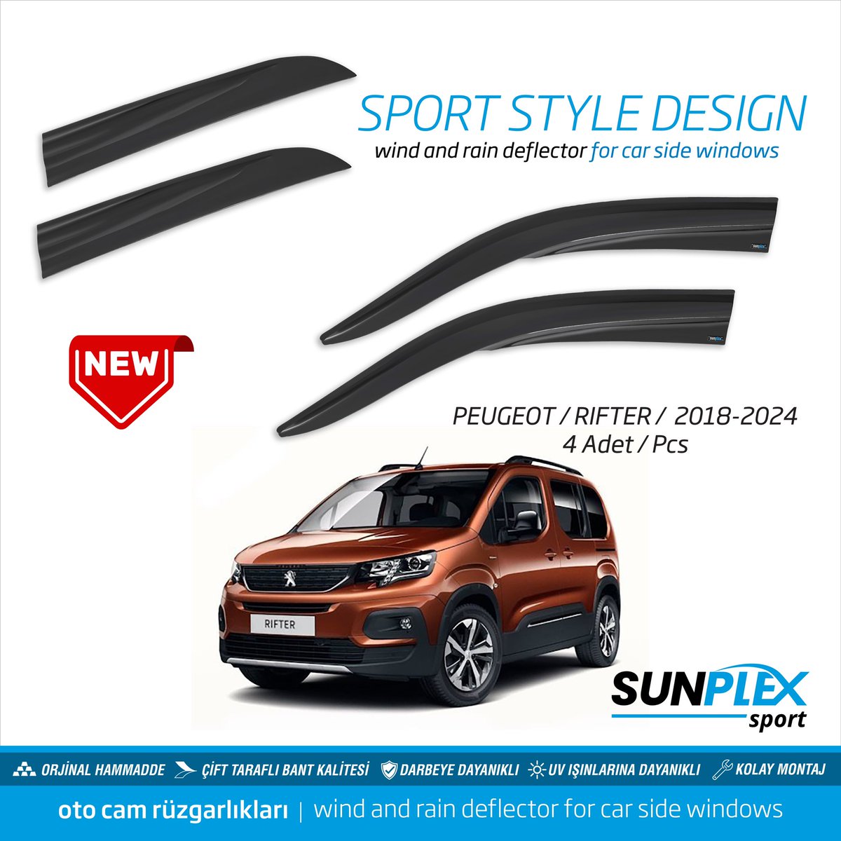 Peugeot Fifter 2018-2024 aracınıza özel tasarlanmış Sport Style Design Oto Cam Rüzgarlıkları.

#sunplex #sunplexwinddeflectors #winddeflectors #winddeflector #otocamrüzgarlığı #otocamrüzgarlıkları #peugeot #rifter #riftertürkiye #peugeotrifter #otoaksesuar