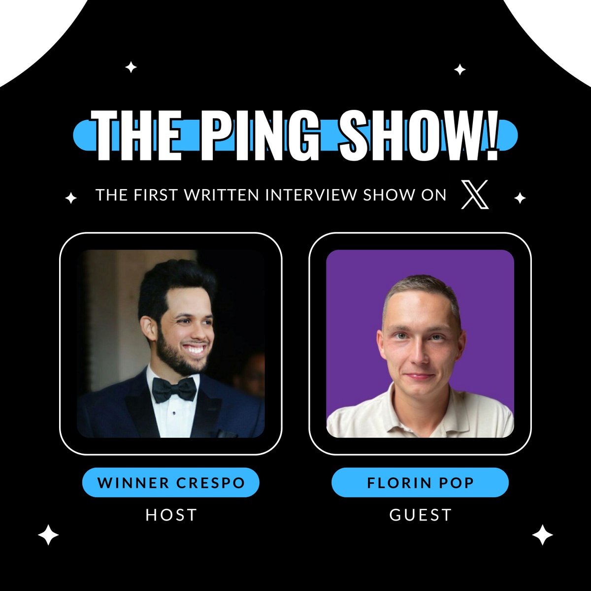 WinnerCrespo's tweet photo. Welcome to The Ping Show! 💜
The first written interview show on 𝕏

This is where we surprise someone amazing with 3 intriguing questions that we all want to hear them answer. No heads-up, just spontaneous curiosity!

Today’s guest (and the first ever) is @florinpop17, a coding wizard, educator, and entrepreneur, known for tackling challenges (like his goal to become a millionaire in 10 years!) and sharing his journey with 💜

Here are your questions:
1. What’s your favorite project you've built during your "100 Days of Code" journey?
2. What skills do you think are most crucial for building multiple streams of income in tech?
3. If you could only give one piece of advice to a new developer, what would it be?

@florinpop17 reply to this tweet with your answers when you're ready.

P.S. You get to keep the fun going—ping the next guest who will take on the challenge! 🎤👀

Thanks for playing along with The Ping Show!
#ThePingShow