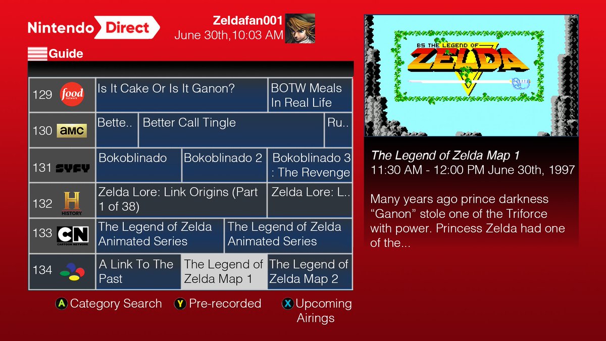 RobNoireGaming's tweet photo. Came across this picture I made to try and explain the BS Satellaview Zelda games in my recent Legend Of Zelda videos and it made me laugh. I would watch most of these shows! https://t.co/KgTbh0OxeQ