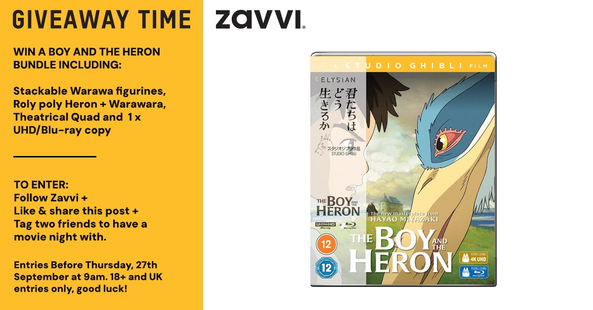 GIVEAWAY TIME!

To celebrate the release of The Boy and the Heron on DVD, Blu-ray and 4K UHD next week, we've been given a prize bundle for one lucky follower.

Rules/T&amp;Cs are below, best of luck!