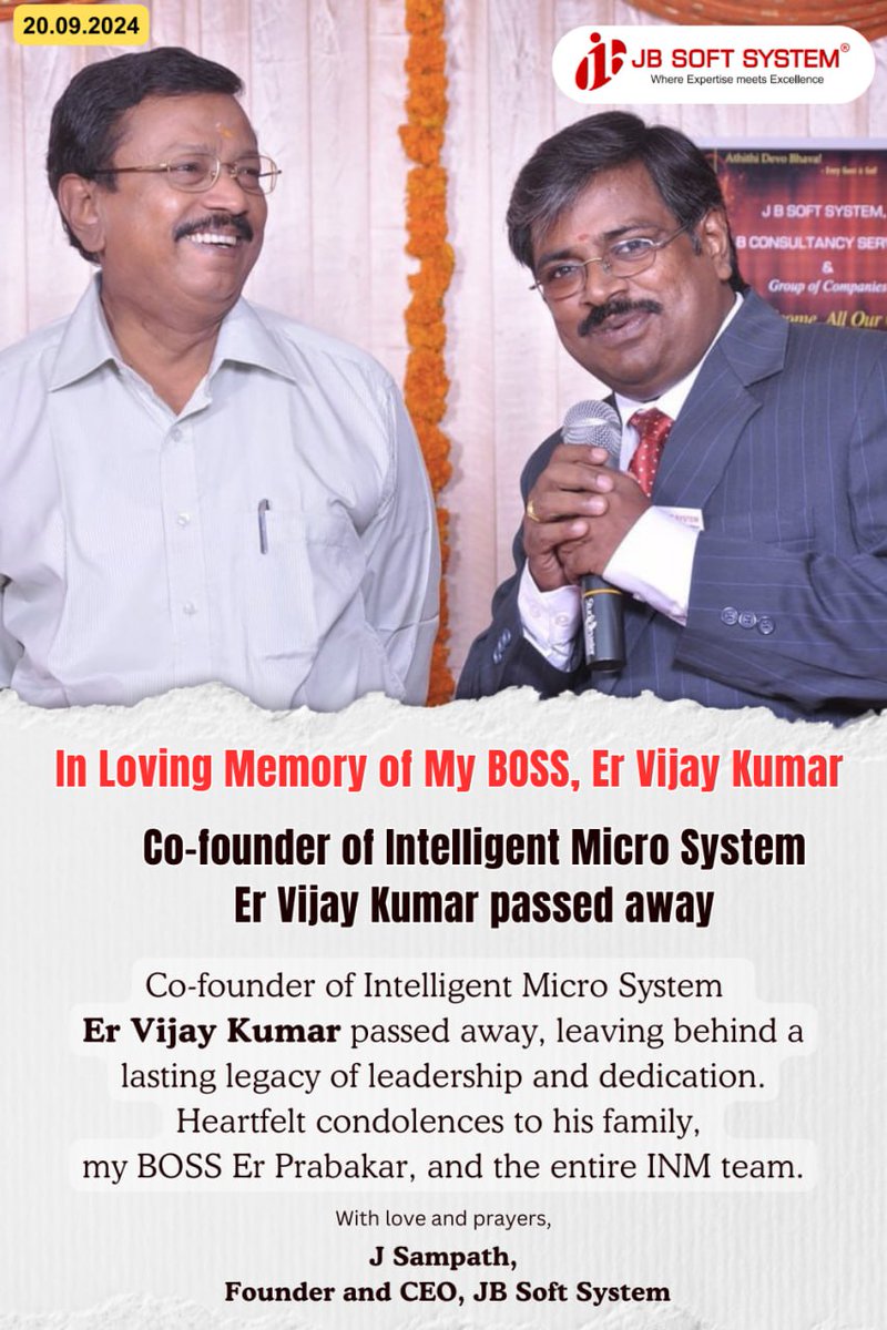 Live_Chennai's tweet image. Co-founder of Intelligent #MicroSystem Er #VijayKumar passed away

livechennai.com/detailnews.asp…