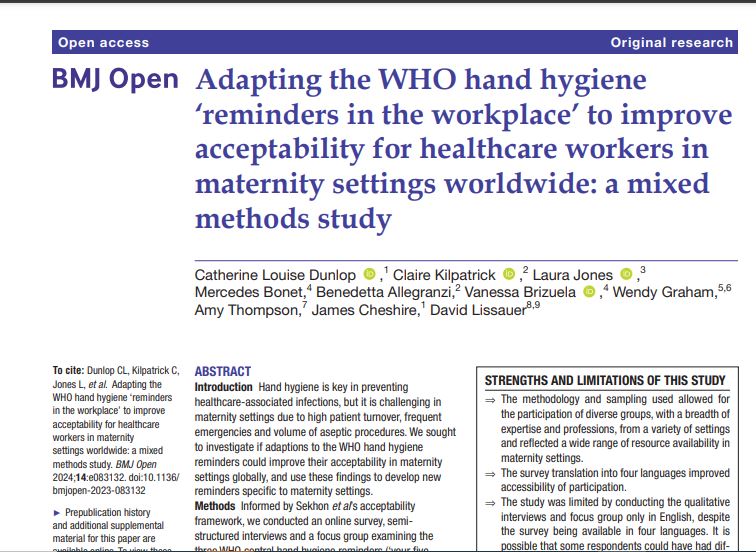 HRP (@hrpresearch) on Twitter photo New research in <a href="/BMJ_Open/">BMJ_Open</a>: how to adapt <a href="/WHO/">World Health Organization (WHO)</a>'s hand hygiene ‘reminders in the workplace’ to be more acceptable for maternity settings and reduce #maternal #infections & #sepsis.
Read the results of a mixed methods study which included HRP/WHO researchers: bit.ly/3BfiqIA New research in <a href="/BMJ_Open/">BMJ_Open</a>: how to adapt <a href="/WHO/">World Health Organization (WHO)</a>'s hand hygiene ‘reminders in the workplace’ to be more acceptable for maternity settings and reduce #maternal #infections & #sepsis.
Read the results of a mixed methods study which included HRP/WHO researchers: bit.ly/3BfiqIA