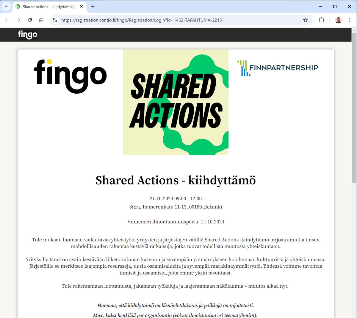 petterij's tweet photo. "Ensitreffit Fingossa"? Mistähän syystä Fingo haluaa tietää osallistujan sukupuolen? Onko tiedon kerääminen GDPR:n nojalla tarpeellista ja mihin sitä käytetään? #Fingo #SharedActions #GDPR https://t.co/K1PBsv2VW8