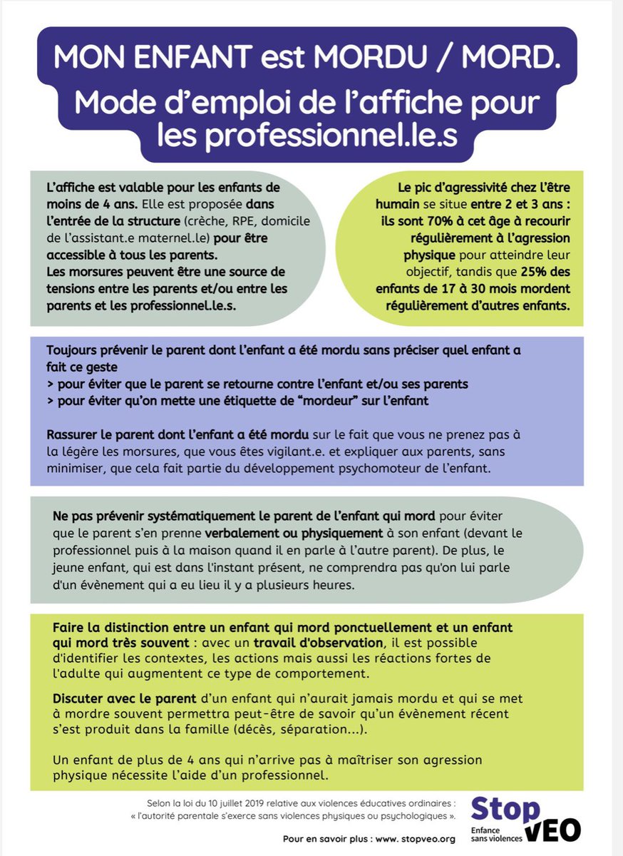StopVEO's tweet image. ‼️ Nouvel outil gratuit pour les pros et parents : comment gérer sans violence les morsures entre enfants ? 
👉 Retrouvez affiche en téléchargement libre ici : stopveo.org/2024/09/20/sto…
#stopveo