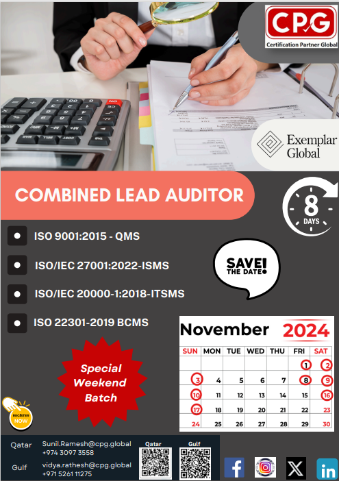 certificat81389's tweet image. 🚀 Join our Combined Lead Auditor Course – Weekend Batch 🚀

#LeadAuditor #WeekendCourse #AuditingSkills #ProfessionalDevelopment #CareerGrowth #FlexibleLearning #AuditorTraining #ContinuousImprovement #businesscontinuity #informationsecurity #BCMS #ISMS #ITSMS #QMS
