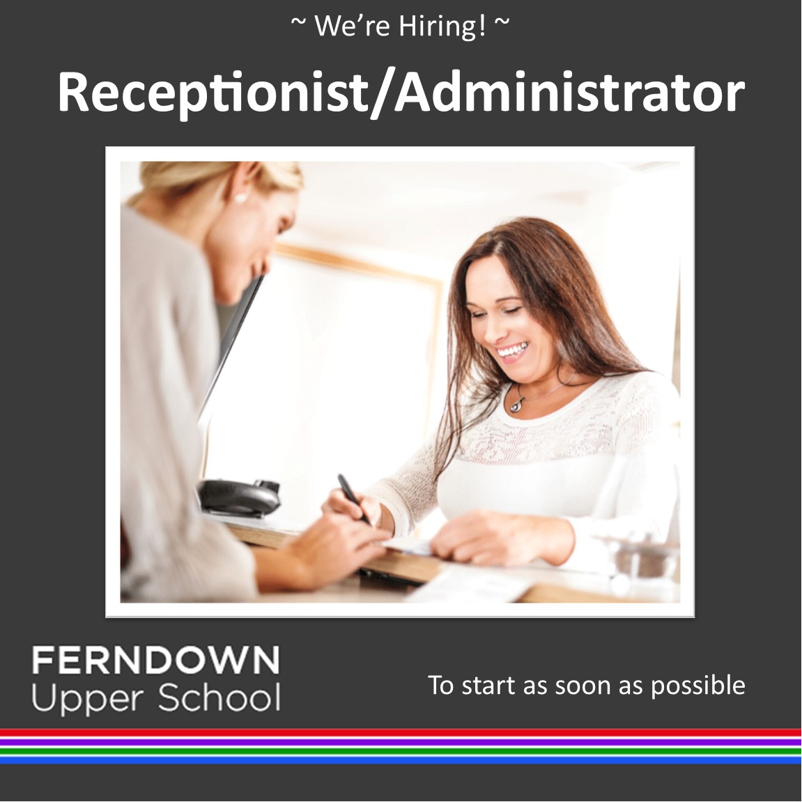 We are looking to recruit a part time Receptionist/Administrator to start as soon as possible.  Find out more here! fernup.dorset.sch.uk/2024/09/20/rec…