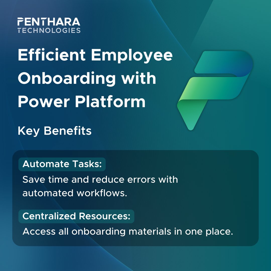 Penthara's tweet image. 🚀 Automate and streamline employee onboarding with Teams integration and Power Platform solutions.
Our Power Platform solutions offer seamless onboarding with guided learning paths and data-driven insights.
#OnboardingSolutions #PentharaGalaxy #PentharaTechnologies