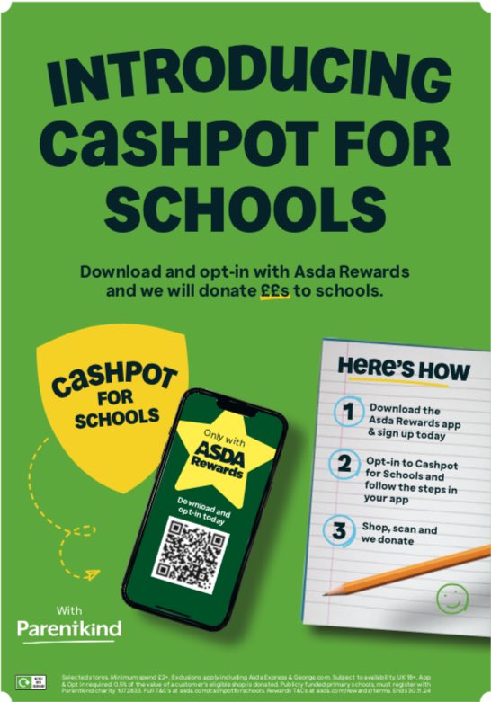 Do you shop at Asda and use their Rewards app? 

You can select Giles Brook as your school and the school will receive cash back on your shopping.

So easy and it all helps! Thank you