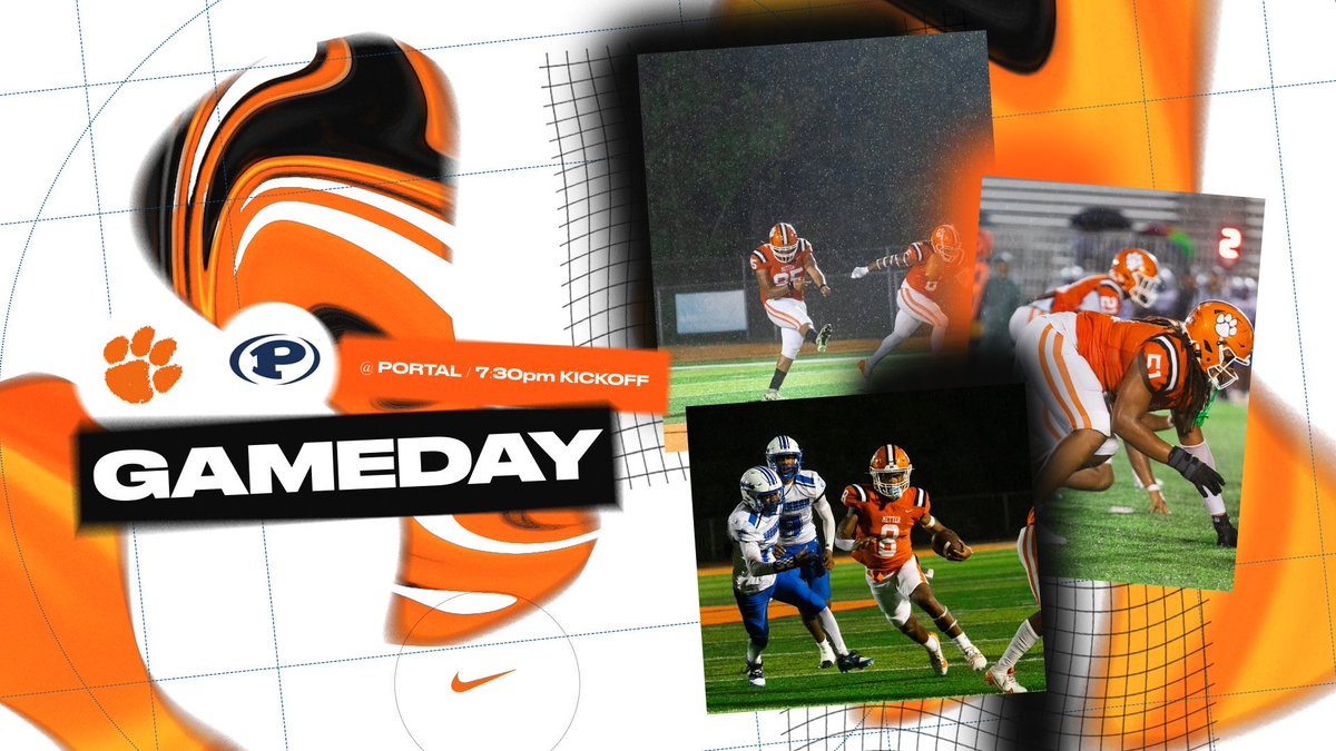 G A M E D A Y ‼️

🆚- Portal
📍- Portal High School
⏰- 7:30pm Kickoff
🧵- 🟠⚪️⚫️

TEMPO / COMPETE / FINISH 

#gotigers // #chasingGREATNESS