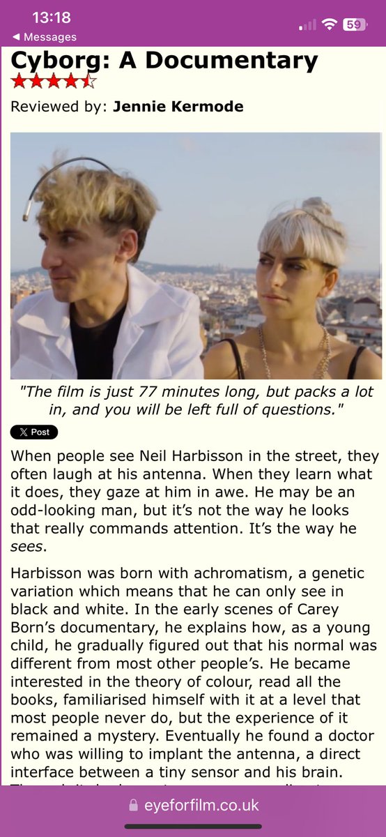 4.5 star review by Jennie Kermode in EYE FOR FILM

Have a read here:
eyeforfilm.co.uk/review/cyborg-…