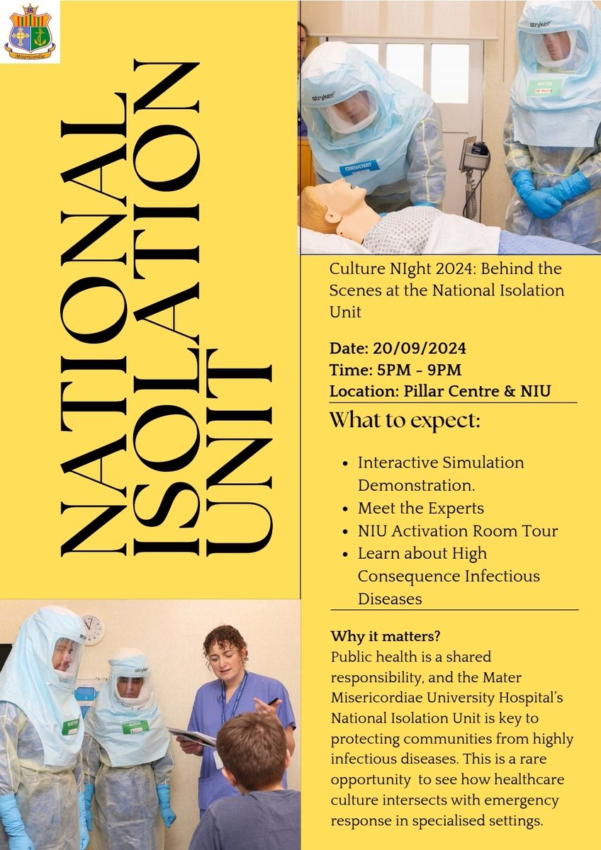 Mater Hospital Learning & Development (@materlearn) on Twitter photo Going to <a href="/CultureNightDub/">Culture Night Dublin</a>?
Don't get FOMO, add <a href="/MaterTrauma/">Mater Hospital Trauma</a> to your #CultureNight2024 list🥳
Learn about the fascinating past, present, future <a href="/MaterTrauma/">Mater Hospital Trauma</a>. Exhibits <a href="/ThePillarDublin/">The Pillar Dublin</a>, demos <a href="/NIU_MaterHosp/">National High Level Isolation Unit (Mater Hosp)</a>,Mater Choir🎵, Homer & Lisa Pharmacy robots & more bit.ly/3XCz2S6 Going to <a href="/CultureNightDub/">Culture Night Dublin</a>?
Don't get FOMO, add <a href="/MaterTrauma/">Mater Hospital Trauma</a> to your #CultureNight2024 list🥳
Learn about the fascinating past, present, future <a href="/MaterTrauma/">Mater Hospital Trauma</a>. Exhibits <a href="/ThePillarDublin/">The Pillar Dublin</a>, demos <a href="/NIU_MaterHosp/">National High Level Isolation Unit (Mater Hosp)</a>,Mater Choir🎵, Homer & Lisa Pharmacy robots & more bit.ly/3XCz2S6