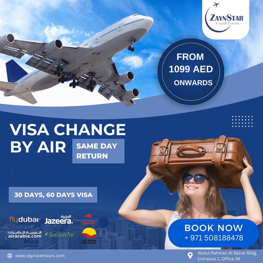 zaynstar717375's tweet image. Need a quick visa change? We've got you covered with our 30-day and 60-day visa change by airport services! Same-day return, hassle-free, and stress-free!
#VisaChange #SameDayReturn #VisaServices #ZaynstarTours #UAEVisa #TravelEasy #DubaiTravel #VisaChangeUAE