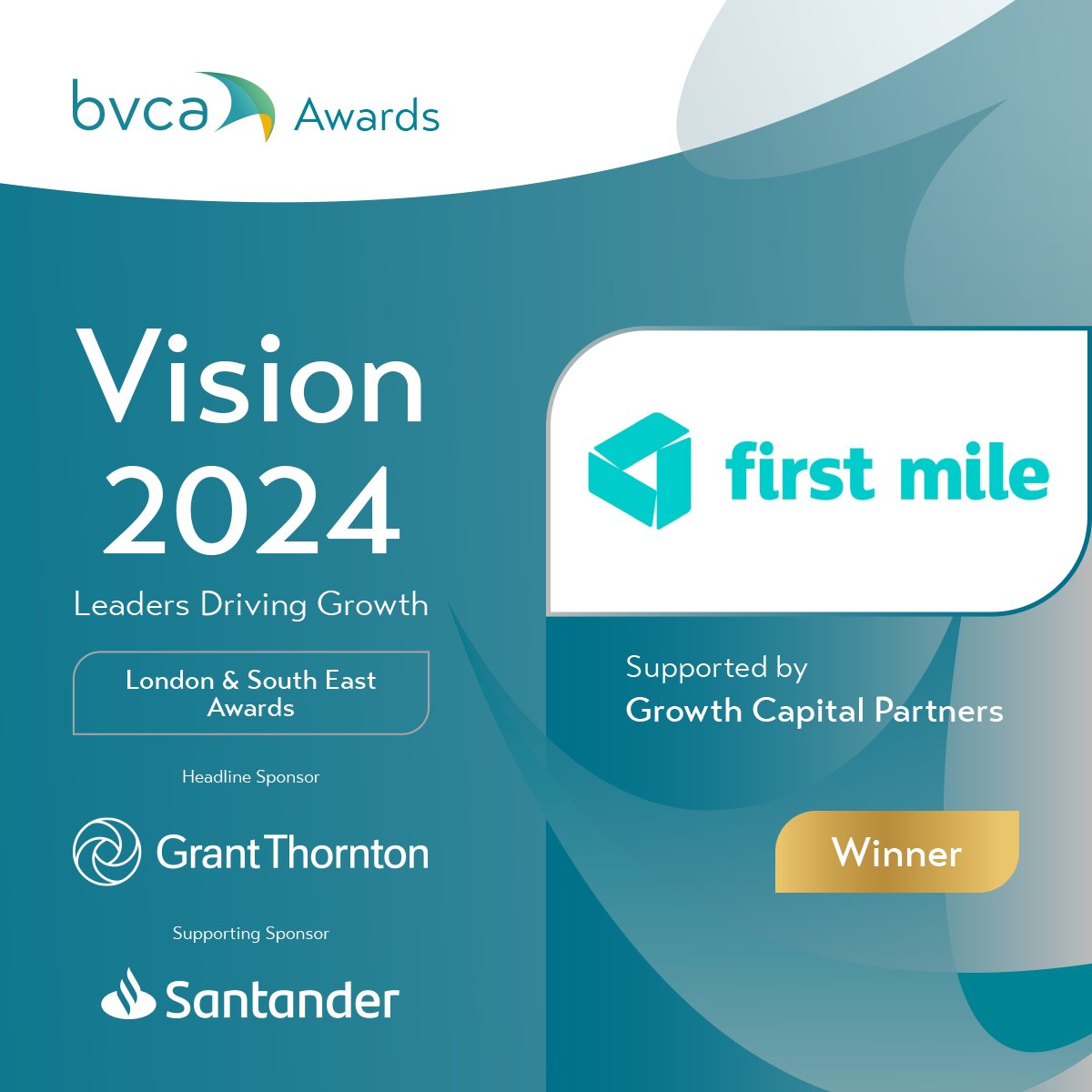 We're thrilled to announce that First Mile has won a <a href="/BVCA/">BVCA</a> Vision 2024 Award in the Leaders Driving Growth category for London and the South East. 🏆

Read more about our award and achievements here:
bvca.co.uk/Portals/0/Docu…

#Awards #Innovation #London
