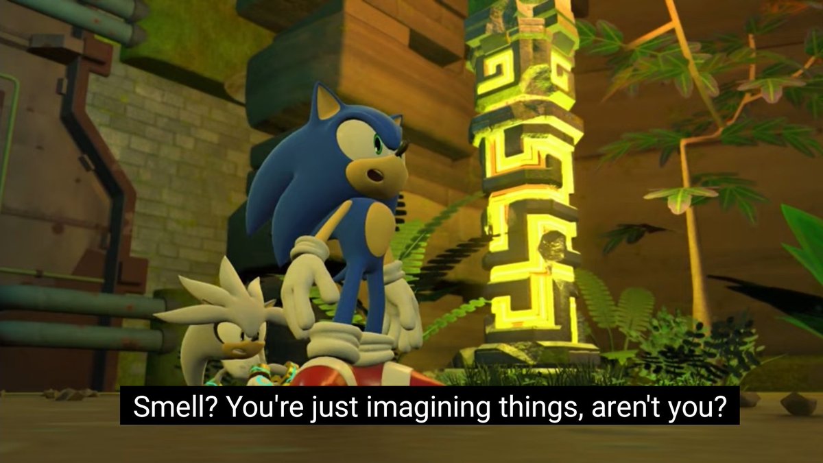 semifreqsonic's tweet photo. In the Japanese dub of Sonic Forces, Infinite claims to Sonic that he smells, to which Sonic implies he's just delusional.

Meanwhile in the English dub, Sonic admits to smelling bad from running.

American Sonic stinks. https://t.co/dmEVq91ewl