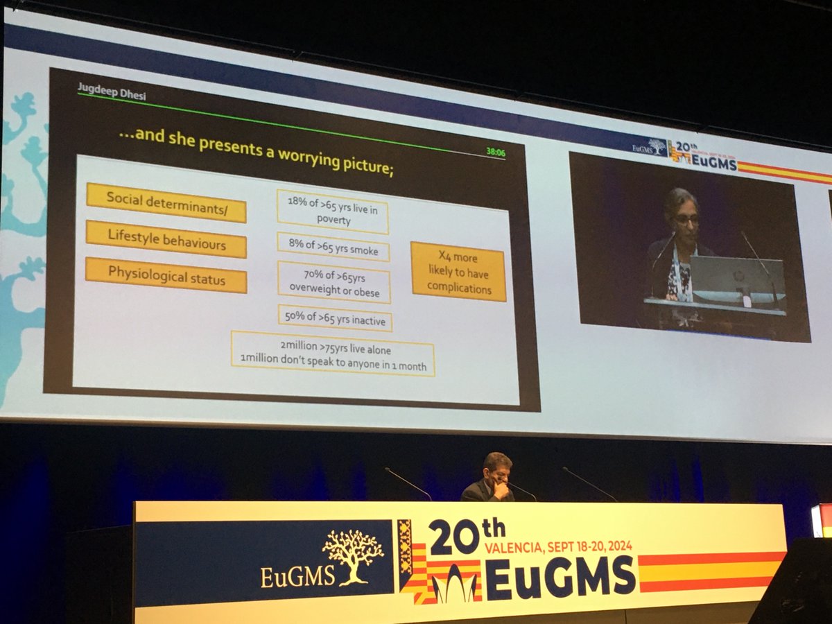 CAvgerinou's tweet image. Fascinating keynote lecture by @JKDhesi on perioperative management of older people - social determinants, working with coproduction to improve outcomes, prehab integrated in CGA @EuGMSSociety #EuGMS2024