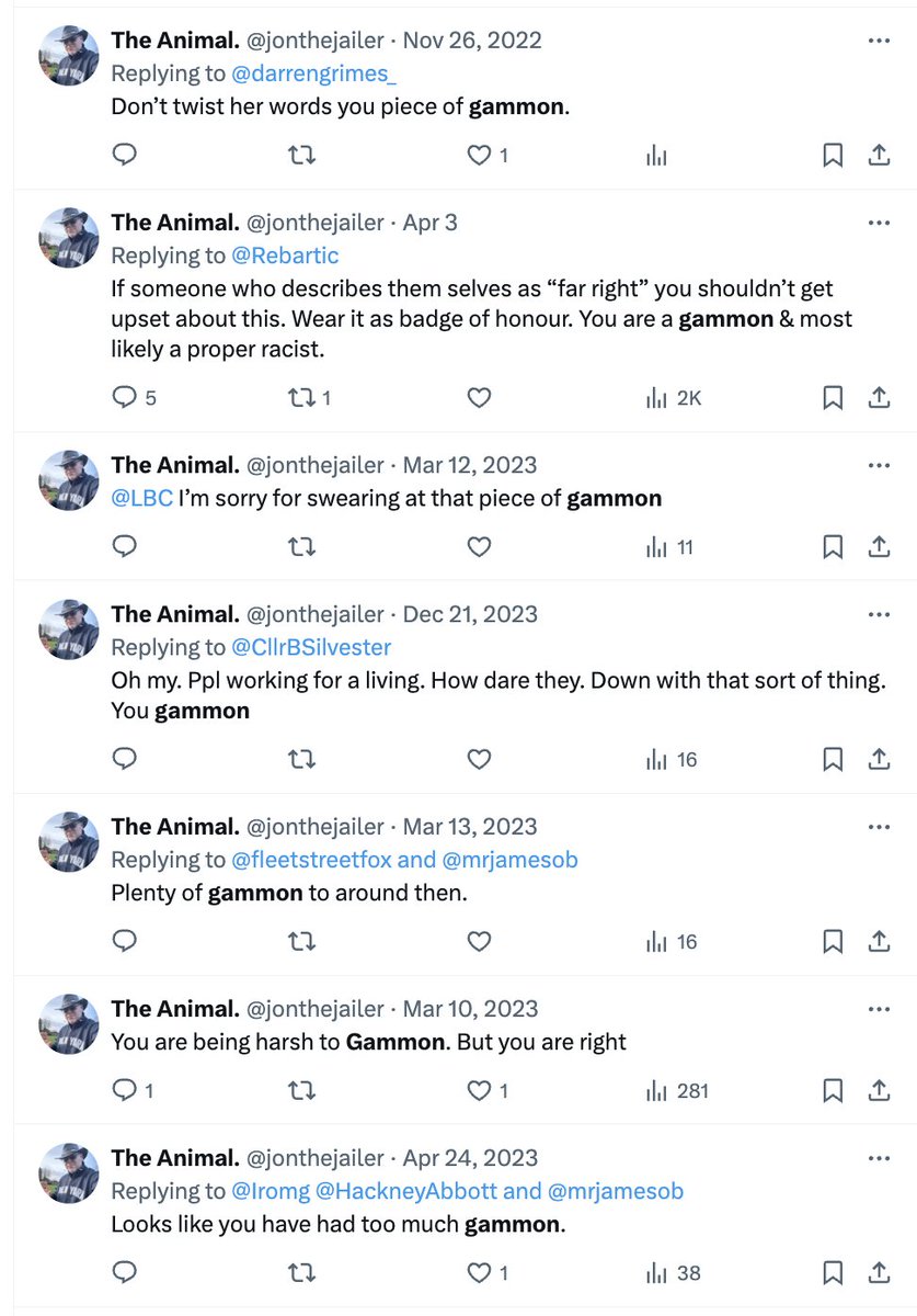 Rebartic's tweet photo. Oh dear!
@jonthejailer is a racist
He posted once on my timeline and instantly blocked me.
He is a supporter of James O'Brien, it seems.
There is a pattern here: James O'Brien is supported by racists!
#OJON https://t.co/VkWtQn9OX6