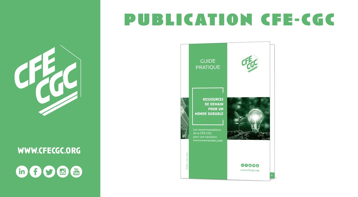 🌳Notre guide CFE-CGC « Ressources de demain pour un monde durable » présente nos propositions pour une #TransitionEcologique juste.

Comment préserver la #biodiversité ? Rendre notre société plus durable ? Lutter contre le #ChangementClimatique ?

cfecgc.org/publications/n…