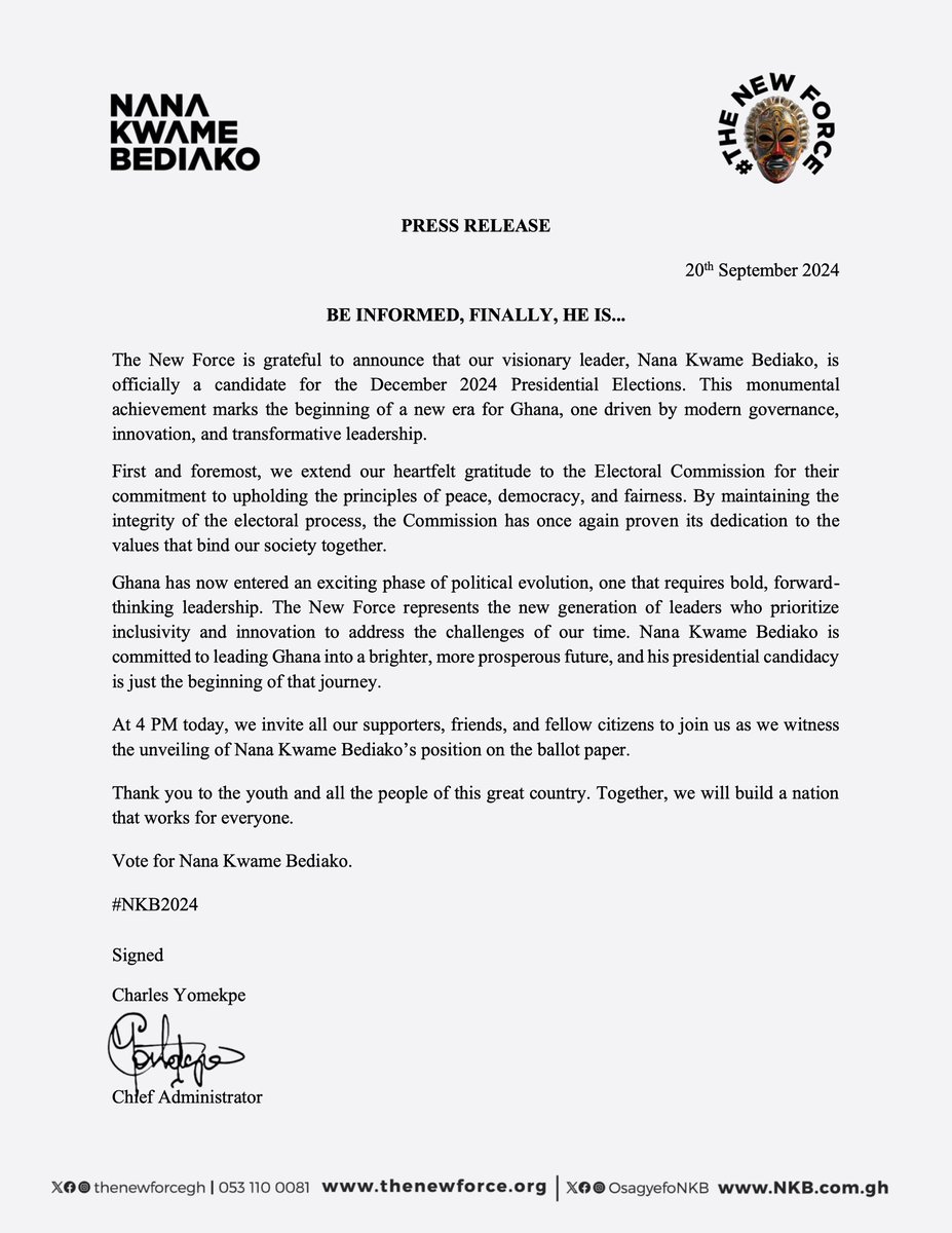 OsagyefoNKB's tweet photo. PRESS RELEASE 20.09.2024 #NKB2024 #DoSomething https://t.co/rG5LPo4FYL