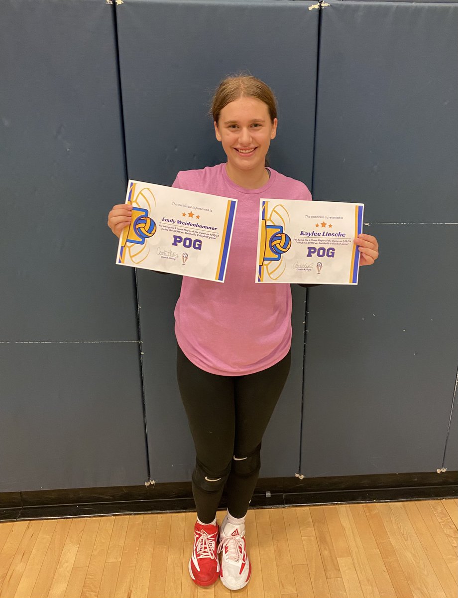 SVEagleVB's tweet image. A team player of the game vs Smithville on Wednesday is Kayley, and B team is Emily!  Great job ladies!  Emily is missing from the pic. A team plays in their mid season tournament Saturday at LN!