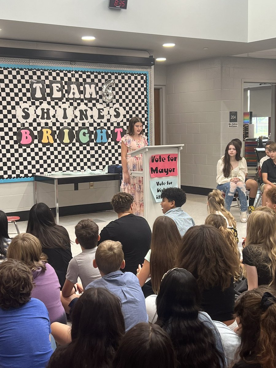 Our JA Biztown speeches are underway for mayor and district attorney. All of our candidates were very well-spoken as they spoke to their peers about their qualifications as potential mayor and district attorney. <a href="/HanoverMiddle/">Hanover Middle Sch</a>
