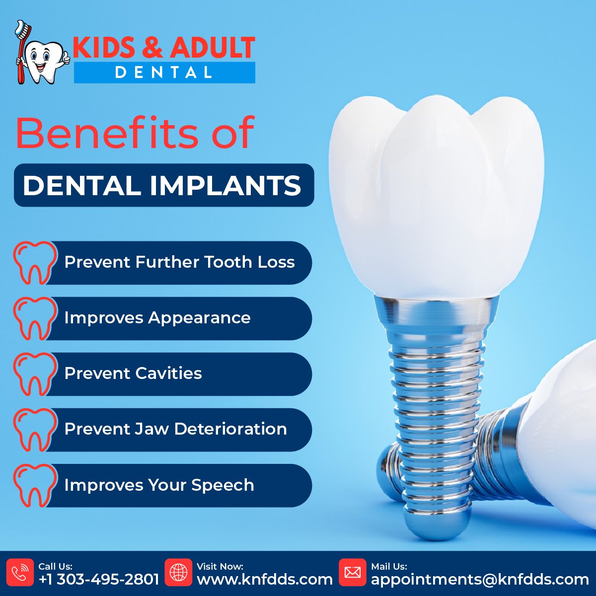 Dr. Amir Fereydouni (@drfereydouni) on Twitter photo Upgrade your smile with dental implants! Enjoy a secure, natural-looking smile that boosts your confidence. Follow <a href="/dr/">Dan Rowden</a>.amirfereydouni for more #oralhealth tips!
#knfdds #healthysmile #dentalcare #dentistsindenver #dentalimplants #smilebenefits Upgrade your smile with dental implants! Enjoy a secure, natural-looking smile that boosts your confidence. Follow <a href="/dr/">Dan Rowden</a>.amirfereydouni for more #oralhealth tips!
#knfdds #healthysmile #dentalcare #dentistsindenver #dentalimplants #smilebenefits