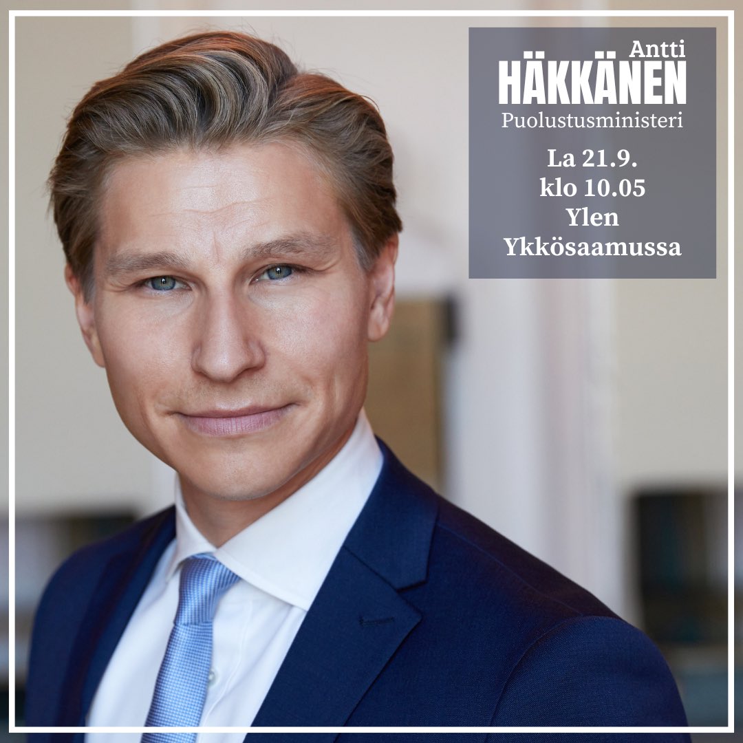 anttihakkanen's tweet photo. Olen lauantaina vieraana Ylen Ykkösaamussa. Tervetuloa puolustuspolitiikan ajankohtaisten kuulumisten äärelle. 🇫🇮 https://t.co/rifwzAdQL9