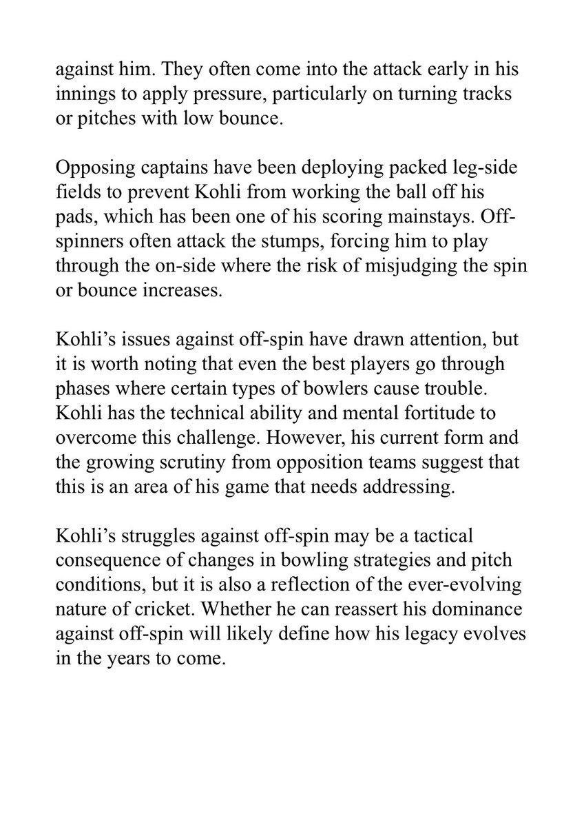 lostneta's tweet photo. My take on Virat’s struggle against off spin in recent years.

Virat Kohli’s Off-Spin Dilemma: A Chink in the Master’s Armour?

#ViratKohli #OffSpin #INDvsBAN #CricketTwitter https://t.co/TzrQOtSX4G