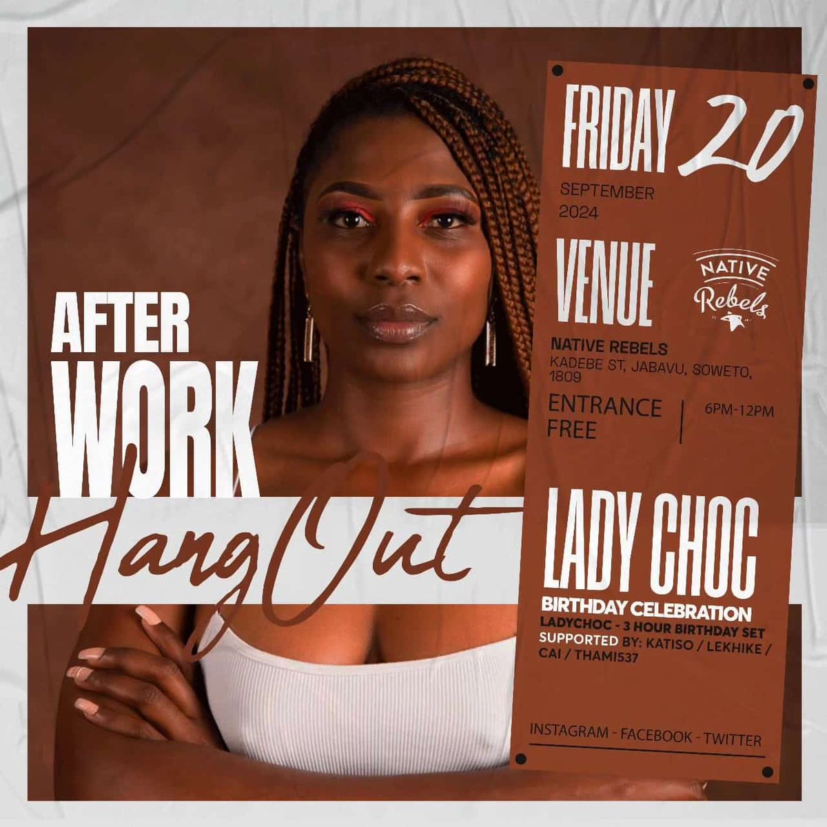 thami_537's tweet photo. #ChocDelight lands in Native Rebels π₯
21H00Set @thami_537
let's do a After Work HangOut!
#chocdelight #ladychocbirthday #ladychoc #realladychoc https://t.co/qkq3EHzat9