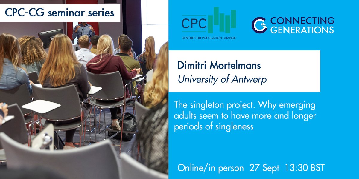 CPC (@cpcpopulation) on Twitter photo 📆NEXT WEEK - #CPCCGWebinar on Fri 27 Sept
Dimitri Mortelmans from <a href="/UAntwerpen/">UAntwerpen</a> will present preliminary findings on #singlehood in Europe from the EU-funded #SINGLETON project #single #relationships
Register to join us online: cpc.ac.uk/activities/ful… 📆NEXT WEEK - #CPCCGWebinar on Fri 27 Sept
Dimitri Mortelmans from <a href="/UAntwerpen/">UAntwerpen</a> will present preliminary findings on #singlehood in Europe from the EU-funded #SINGLETON project #single #relationships
Register to join us online: cpc.ac.uk/activities/ful…