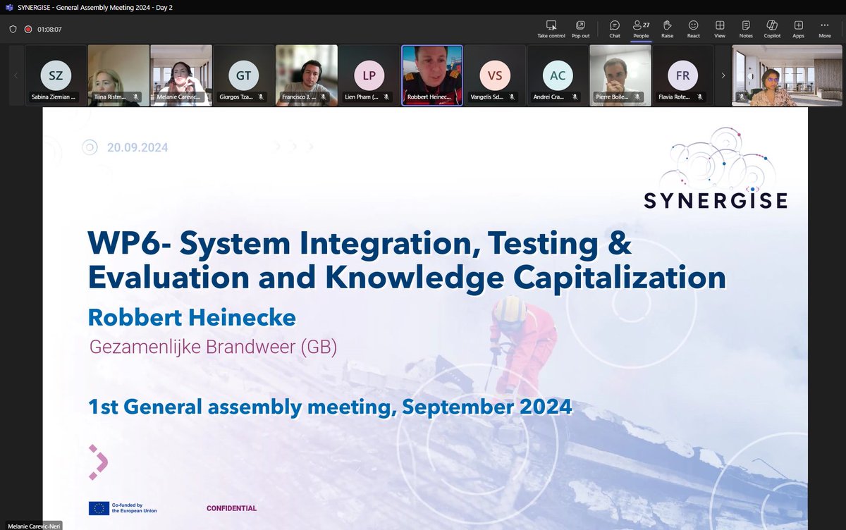 🌟 Day 2 of the SYNERGISE GA! 🌟 

Another round of productive discussions and great ideas as we build on yesterday’s foundation, driving forward with enthusiasm and collaboration! 🌍🤝

#crisis #searchrescue #urban #incidentmanagement #disaster