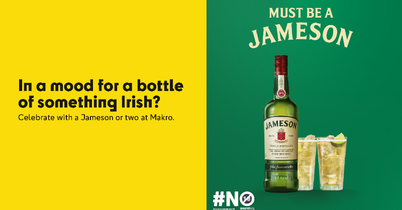 Makro_SA's tweet photo. That spirit-filled mood to share with friends; old and new. It's the glass of Jameson only Makro can serve. #MakroMood 🥃