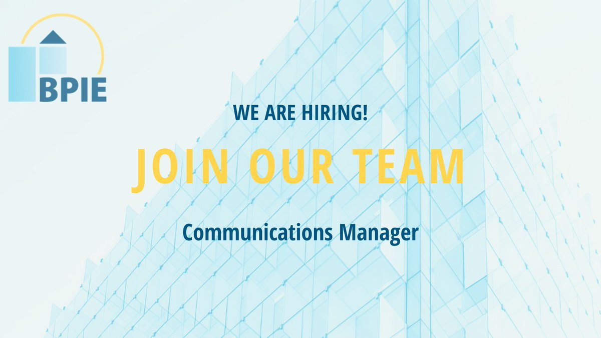 #JobOffer🔊Do you enjoy communicating about climate &amp; EU projects? Would you like to join a growing think tank working to make the EU building stock greener? 

Check our job offer &amp; apply by 19 October📨 lnkd.in/e_KBa3Ae #Jobsinbrussels #jobsincomms #communicationsmanager