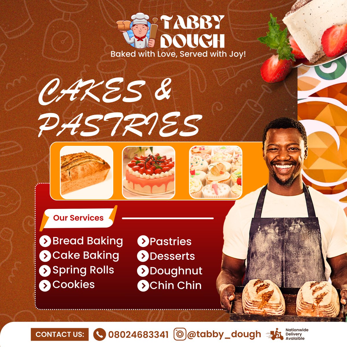 MavenDesignz's tweet image. Challenge Week 2, Day 4 of the 15 days GDC. 

My second time designing a cake flier😘☺️
What do you think? 🤔
Please let me know in the comments section. Thank you!

#CREATIVEXGDC #GraphicDesign #GraphicDesignerChallenge