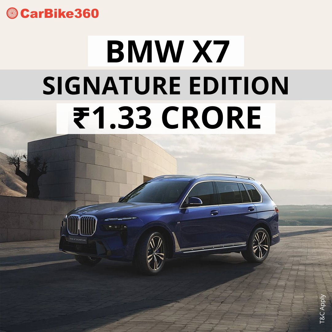 carbike360_'s tweet image. The BMW X7 Signature Edition is the ultimate blend of luxury and performance. Priced at ₹1.33 crore, it offers top-notch comfort, power, and cutting-edge technology for a premium driving experience

#bmwx7 #signatureedition #bmwindia