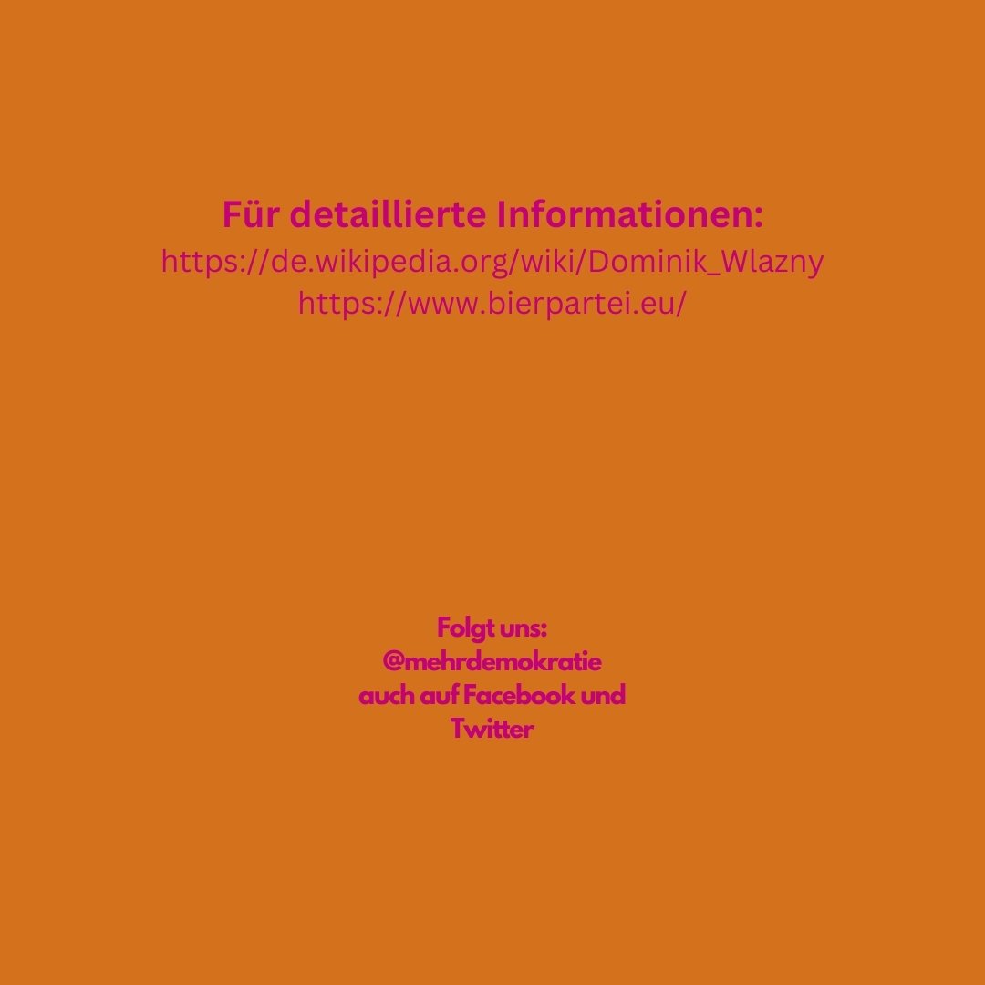Wer ist Dominik Wlazny?(2/2)
#wahl #wahlen #Wahlen2024 #nationalwahl #nationalrat #Nationalratswahl #Superwahljahr #wahlberechtigung #wlazny #bierpartei #vote #voting #meinung #mitgestaltung #beteiligung #partizipation #teilnahme #NutzedeineStimme