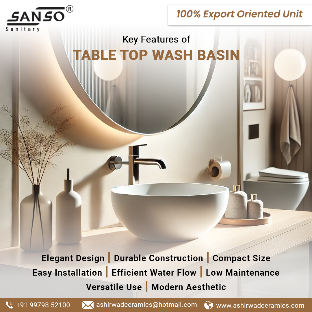 AshirwadCeramic's tweet image. Discover the perfect blend of style and functionality with our table top wash basin. Its sleek design and compact form make it ideal for any modern space
residential or commercial
visit - ashirwadceramics.com/table-top-wash…
#AshirwadCeramics #TableTopBasin #WashBasinDesign #ModernWashroom
