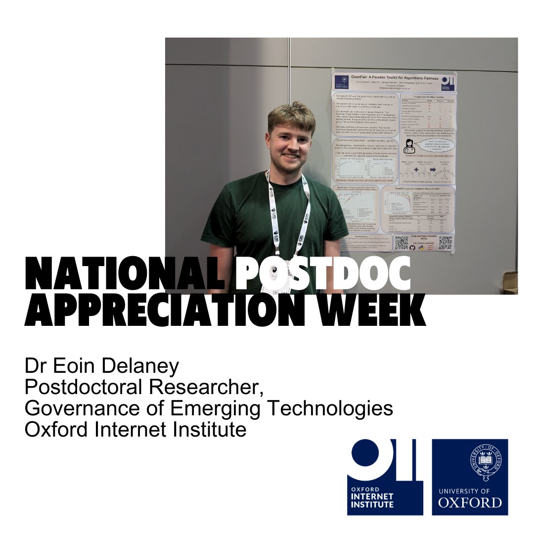 Oxford Internet Institute (@oiioxford) on Twitter photo As we mark #NationalPostdocAppreciationWeek, we’re celebrating the work of <a href="/EoinDelaney_/">Eoin Delaney</a>, who is part of the Governance of Emerging Technologies (GET) team where he is focusing on machine learning, fairness and interpretability. Learn more about Eoin here: oii.ox.ac.uk/people/profile… As we mark #NationalPostdocAppreciationWeek, we’re celebrating the work of <a href="/EoinDelaney_/">Eoin Delaney</a>, who is part of the Governance of Emerging Technologies (GET) team where he is focusing on machine learning, fairness and interpretability. Learn more about Eoin here: oii.ox.ac.uk/people/profile…