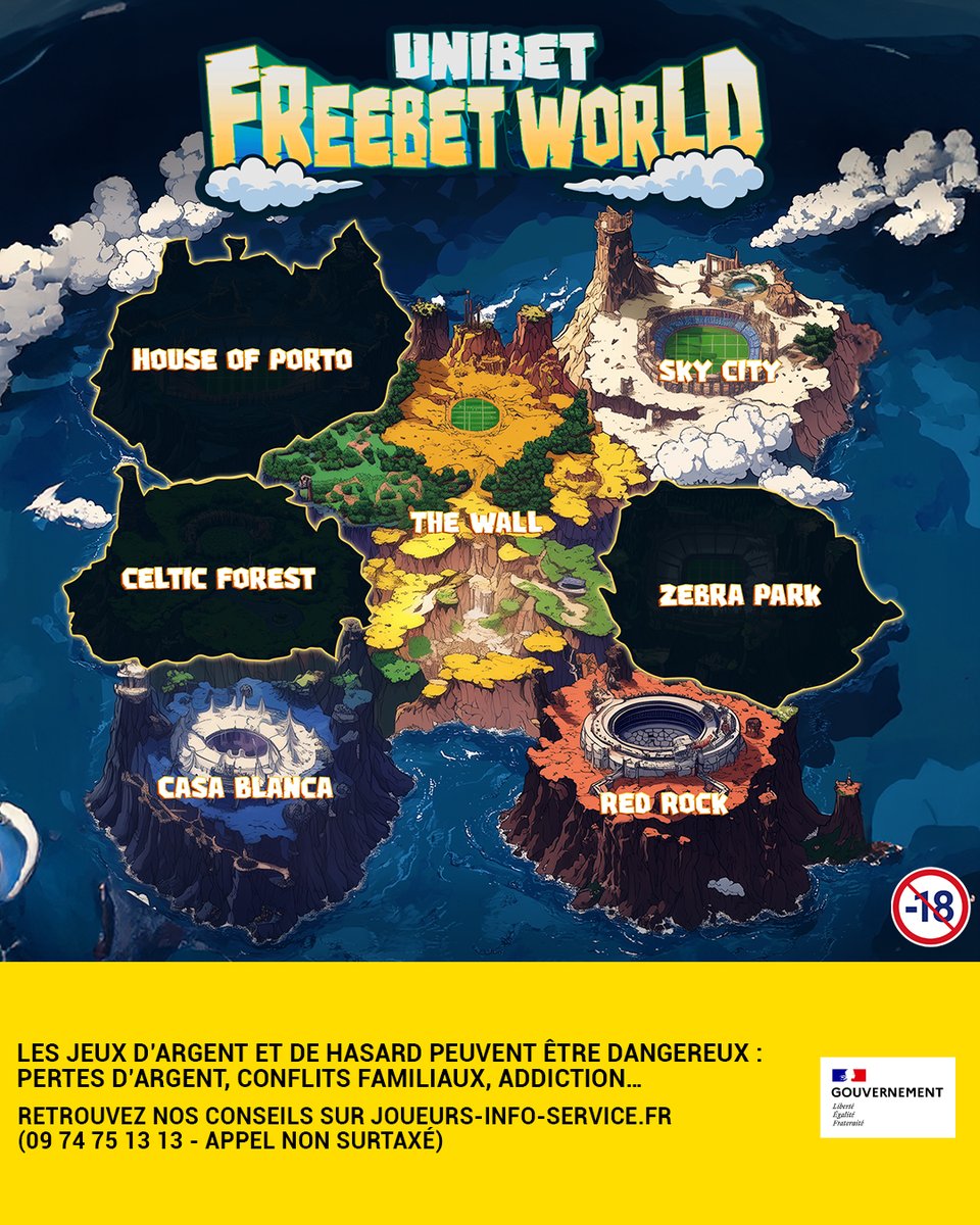 UnibetFrance's tweet photo. 🗺️ Il reste encore des zones à explorer ! On met le cap vers quel univers ?

👉 RT/Follow + #UnibetFreebetWorld + ta destination 
🤑 RDV à 17h pour gagner jusqu'à 6000€ selon l'univers choisi 
🎁 5 x 20€ de Freebets dans les réponses https://t.co/sqK5lYUlei