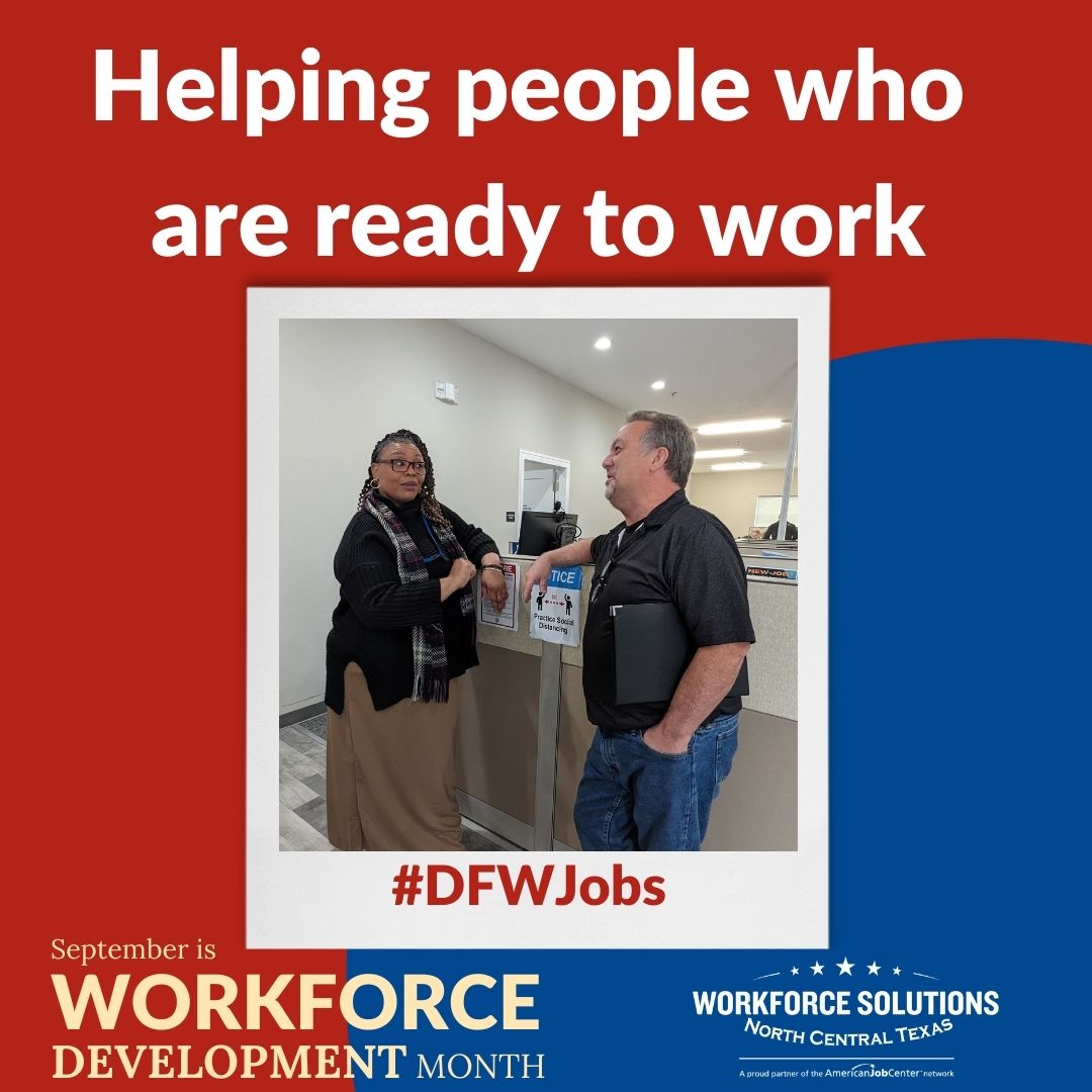 WSNCT's tweet image. When Derrick was laid off after 30 years he wanted to change career paths, but wasn&apos;t sure where to start.  Margie at our McKinney office was his #WorkforceHero!

If you&apos;re like Derrick and you&apos;re ready to work, WSNCT is here to help!  dfwjobs.com

#DFWJobs
