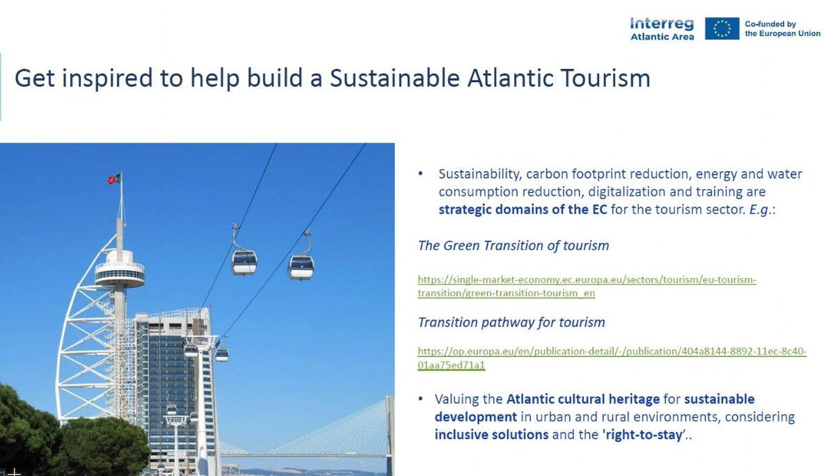 Atlantic Arc (CPMR) (@atlantic_arc) on Twitter photo 🇪🇺 Sandra Silva provides insights on INTERREG <a href="/AtlanticArea/">Interreg Atlantic Area</a>. She presents funded projects on nautical industry, bicycle, recreational trails, slow tourism & geoparks. She offers guidance on the next call for projects and key areas to explore.
#AACTourism 🇪🇺 Sandra Silva provides insights on INTERREG <a href="/AtlanticArea/">Interreg Atlantic Area</a>. She presents funded projects on nautical industry, bicycle, recreational trails, slow tourism & geoparks. She offers guidance on the next call for projects and key areas to explore.
#AACTourism