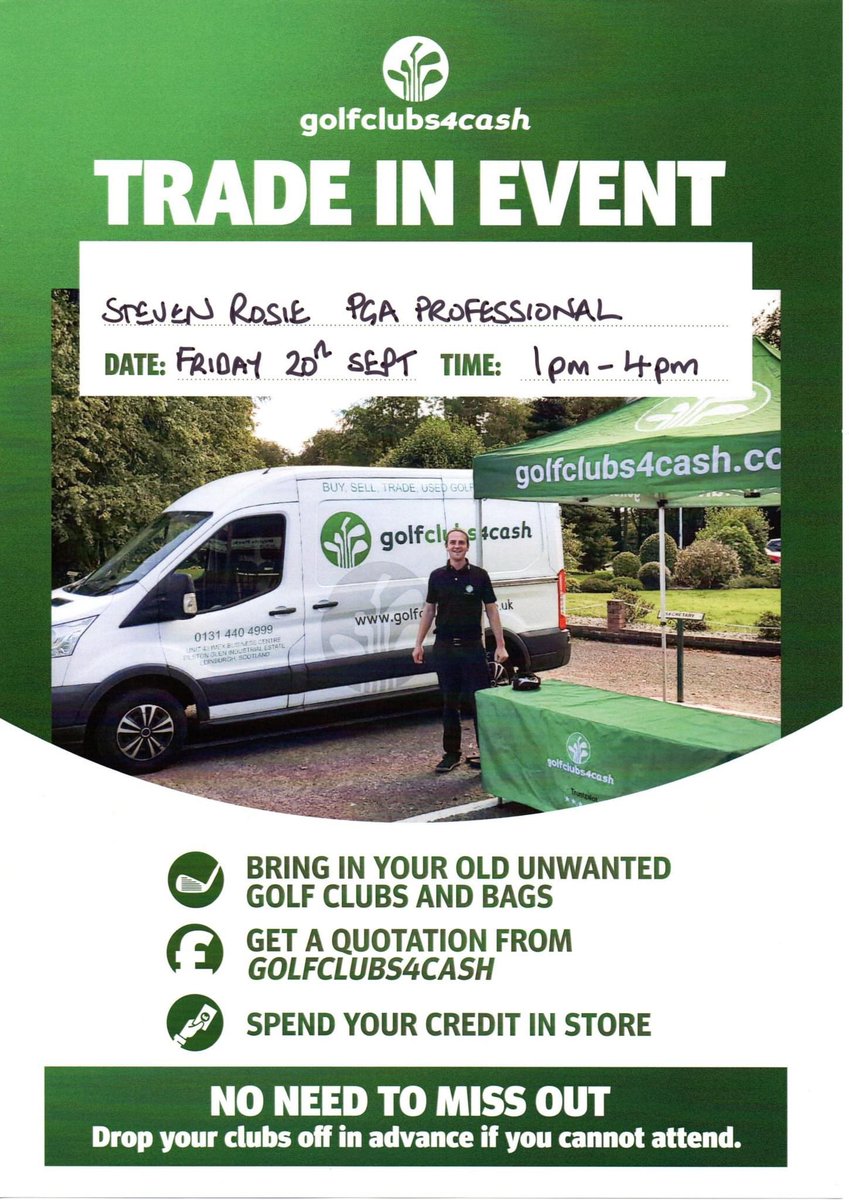 Steven Rosie (@stevenrosie) on Twitter photo Nearly time to go!
<a href="/Glenberviegc/">Glenbervie Golf Club</a> <a href="/golfclubs4cash/">GolfClubs4Cash</a> Trade In Event gets underway shortly. Nearly time to go!
<a href="/Glenberviegc/">Glenbervie Golf Club</a> <a href="/golfclubs4cash/">GolfClubs4Cash</a> Trade In Event gets underway shortly.
