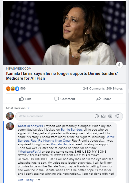 Scott Desnoyers🍎🌹 (@scottdesno) on Twitter photo <a href="/BarackObama/">Barack Obama</a> <a href="/KamalaHarris/">Kamala Harris</a> I call BS
She 100% engaged with me sharing my sons story of suicide.
To stop his murderers?
Nope....
To sell us more insurance.
Insurance like the one who denied my son his mental health meds.
Fighting for "us"?
Nope fighting for the oligarchs to be allowed to kill us for cash. <a href="/BarackObama/">Barack Obama</a> <a href="/KamalaHarris/">Kamala Harris</a> I call BS
She 100% engaged with me sharing my sons story of suicide.
To stop his murderers?
Nope....
To sell us more insurance.
Insurance like the one who denied my son his mental health meds.
Fighting for "us"?
Nope fighting for the oligarchs to be allowed to kill us for cash.